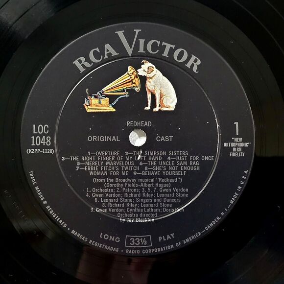 Gwen Verdon, Richard Kiley LP Redhead (Original Cast) RCA Victor VG/EX Musical - Picture 3 of 4